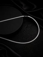 Rhodium plated Herringbone Anti-Tarnish Waterproof Chain