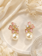 Aanura Floral Pearl Drop Earrings