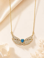 18K Gold Plated Blue Angel Wing Heart Necklace