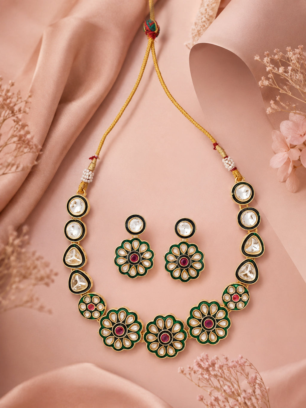 Aanura Gold Plated Floral Necklace Set