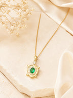 18K Gold Plated Green Turtle Crystal Necklace