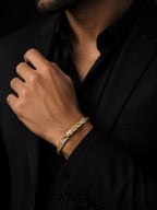 18K Gold & Rhodium Silver Imperial Link Bracelet for Men