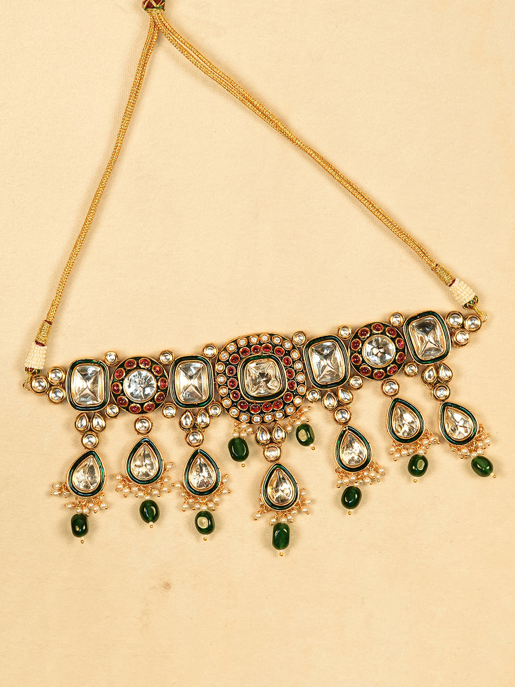 Aanura Gold Plated Traditional Necklace & Earring Set