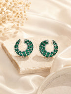 Aanura Emerald Green Encrusted Hoop Earrings