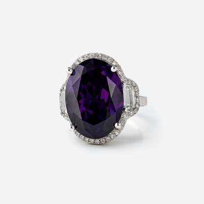 Aanura Silver Yellow Gem Vintage Cocktail Ring