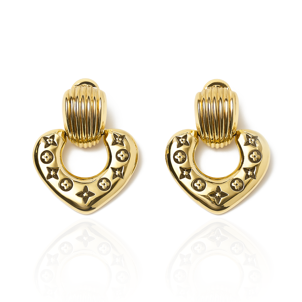 Aanura Golden Heart Hoop Earrings