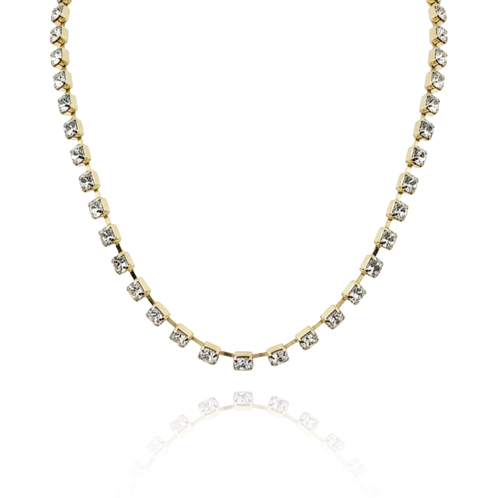 Elegant Gold-Plated Diamond Tennis Necklace