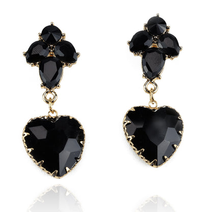Aanura Black Heart Gemstone Drop Earrings