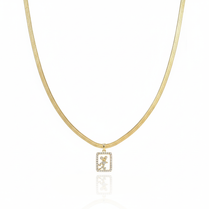 Aanura Gold Chain Necklace with Rectangle Zodiac Charm