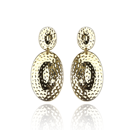 Aanura Textured Gold Oval Statement Earrings
