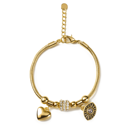 Aanura Gold Evil Eye & Heart Charm Bracelet