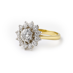 18K Gold-Plated Floral Diamond Cluster Ring – Anti-Tarnish, Waterproof