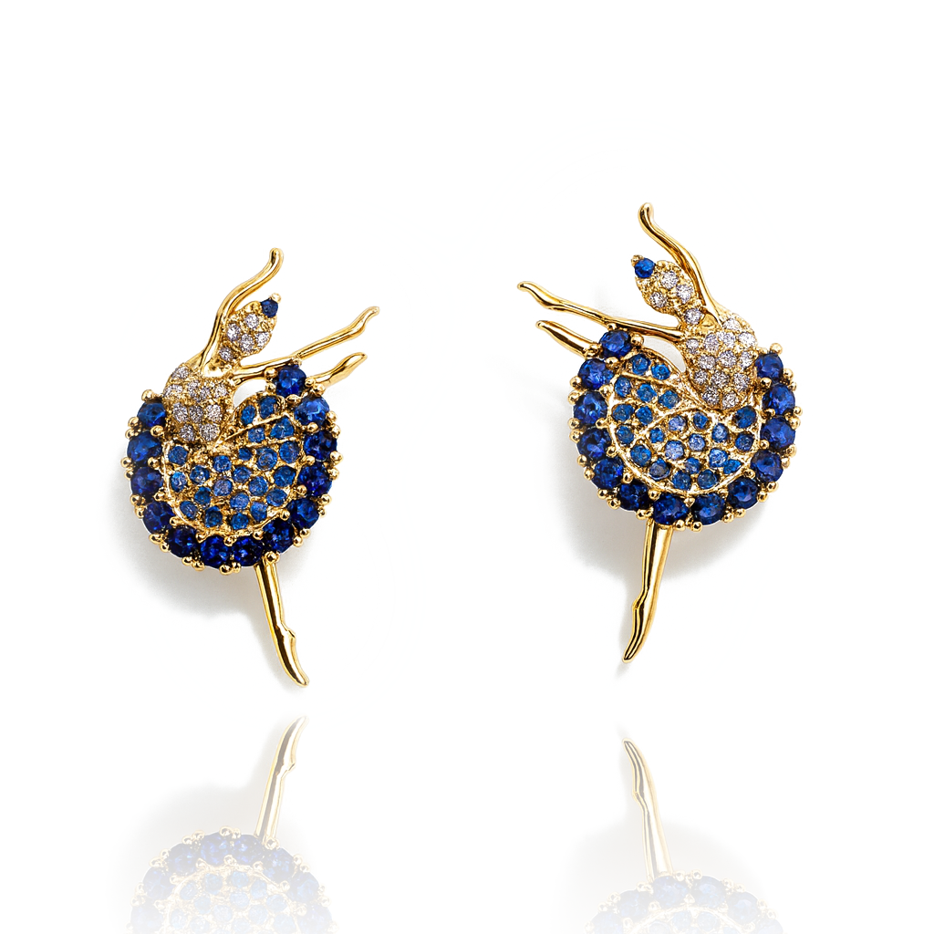Aanura Blue Ballerina Stone Earrings
