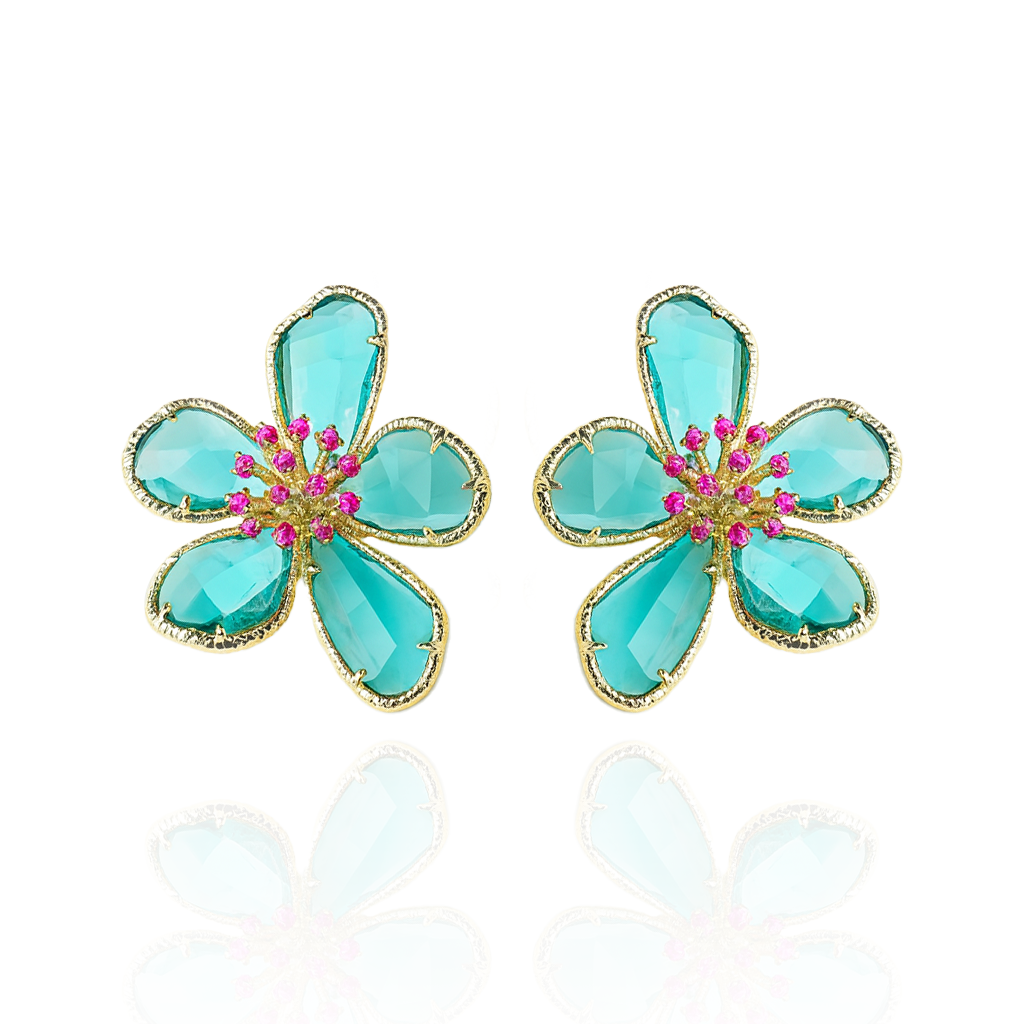 Aanura Turquoise Blossom Crystal Earring