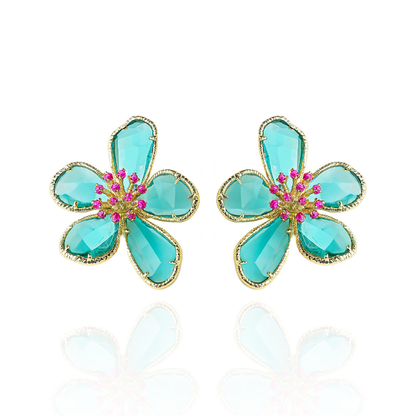 Aanura Turquoise Blossom Crystal Earring