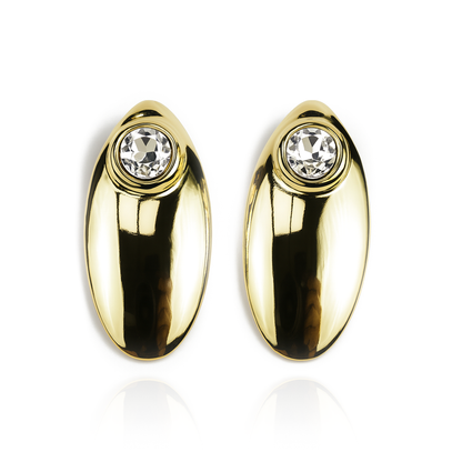 Aanura Crystal Gold Oval Stud Earrings