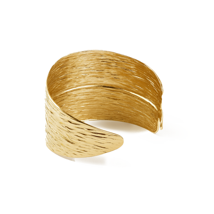 Aanura Textured Wide Gold Cuff Bracelet