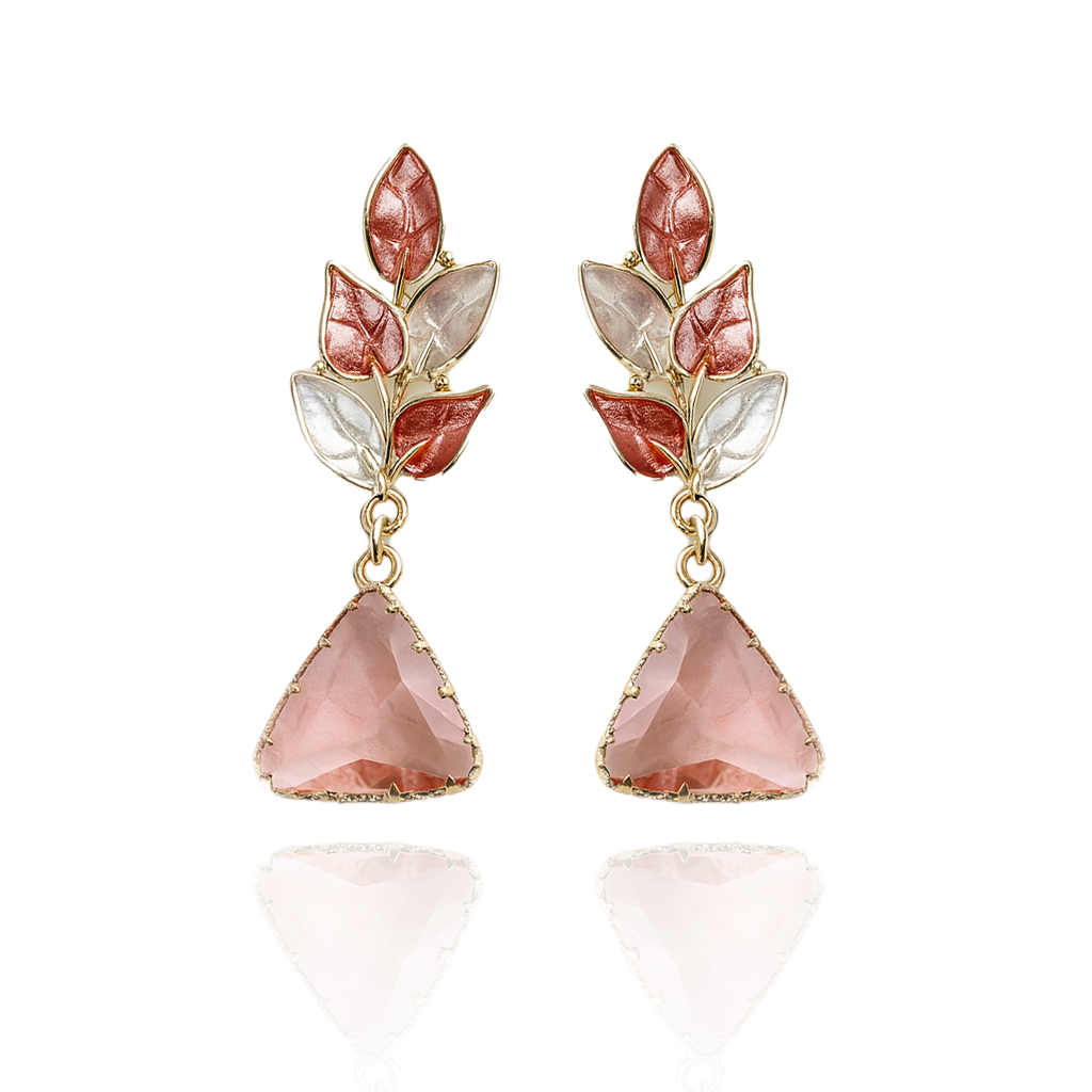 Aanura Pink Leaf Drop Earrings