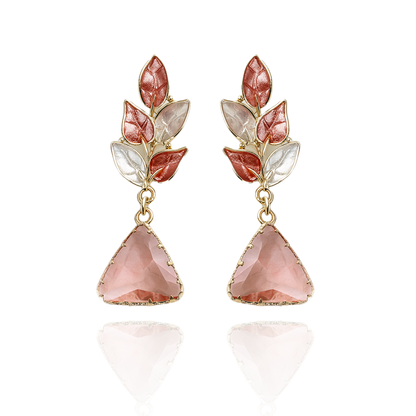 Aanura Pink Leaf Drop Earrings