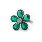 Emerald Flower Statement Ring for Women