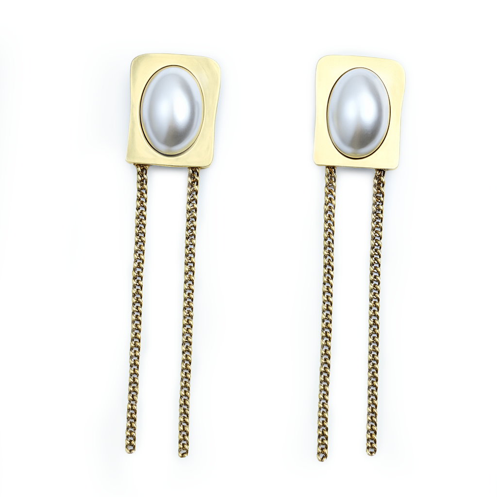 Aanura Pearl Chain Drop Earrings