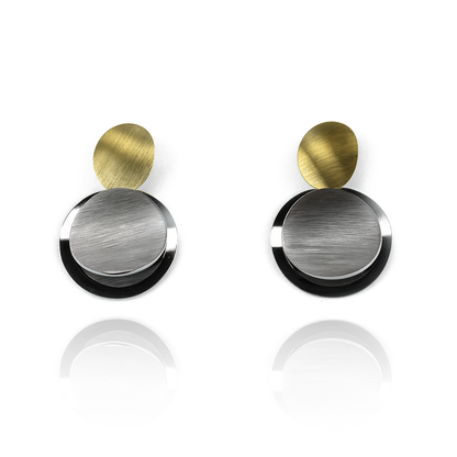 Aanura Dual Tone Modern Circle Earrings