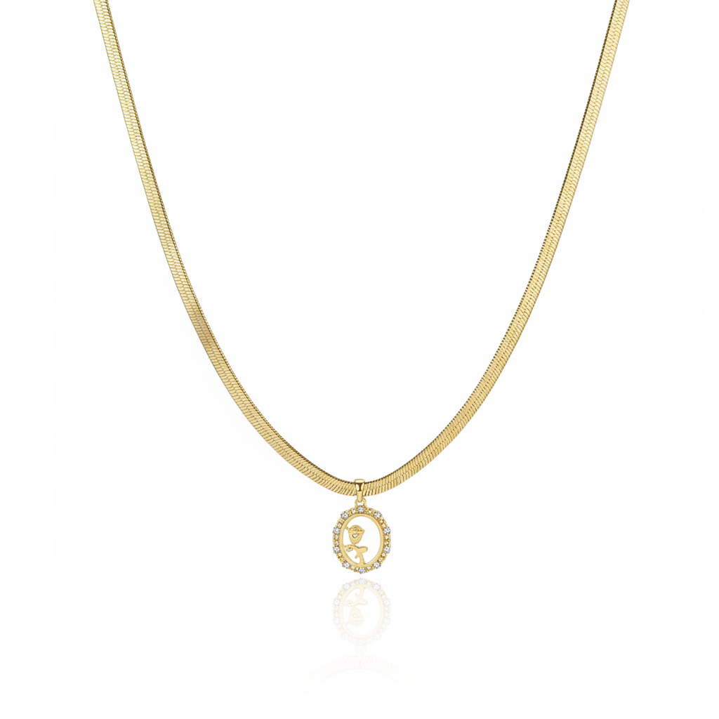 Aanura Gold Om Necklace – Stainless Steel CZ