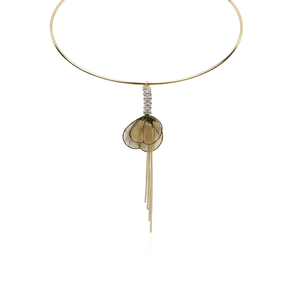 Aanura Gold Leaf Pendant Choker – Stainless Steel Jewelr