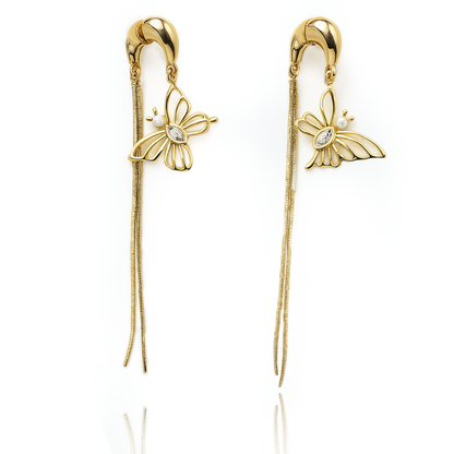 Aanura Butterfly Tassel Drop Earrings