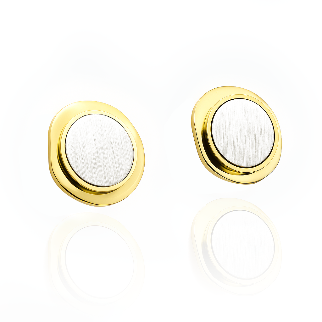 Aanura Dual Tone Round Stud Earrings