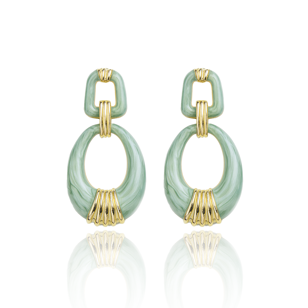 Aanura Jade Oval Abstract Earrings