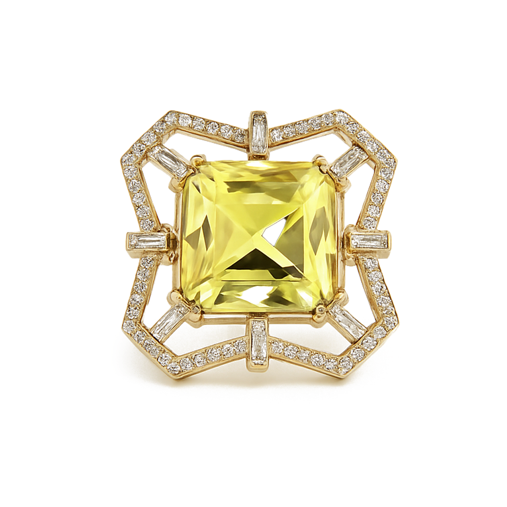 Aanura Gold-Tone Gem Geometric Cocktail Ring