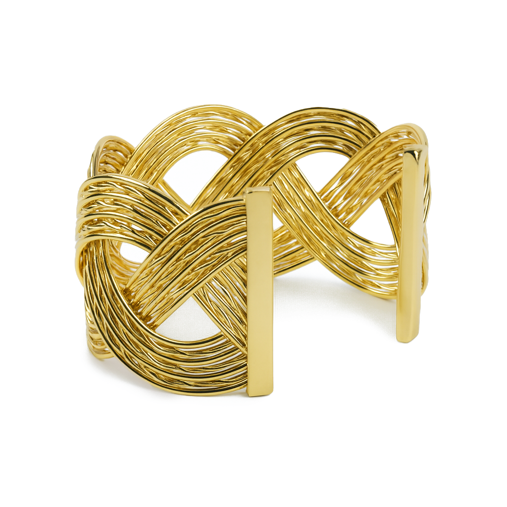 Aanura Golden Infinity Weave Statement Bracelet