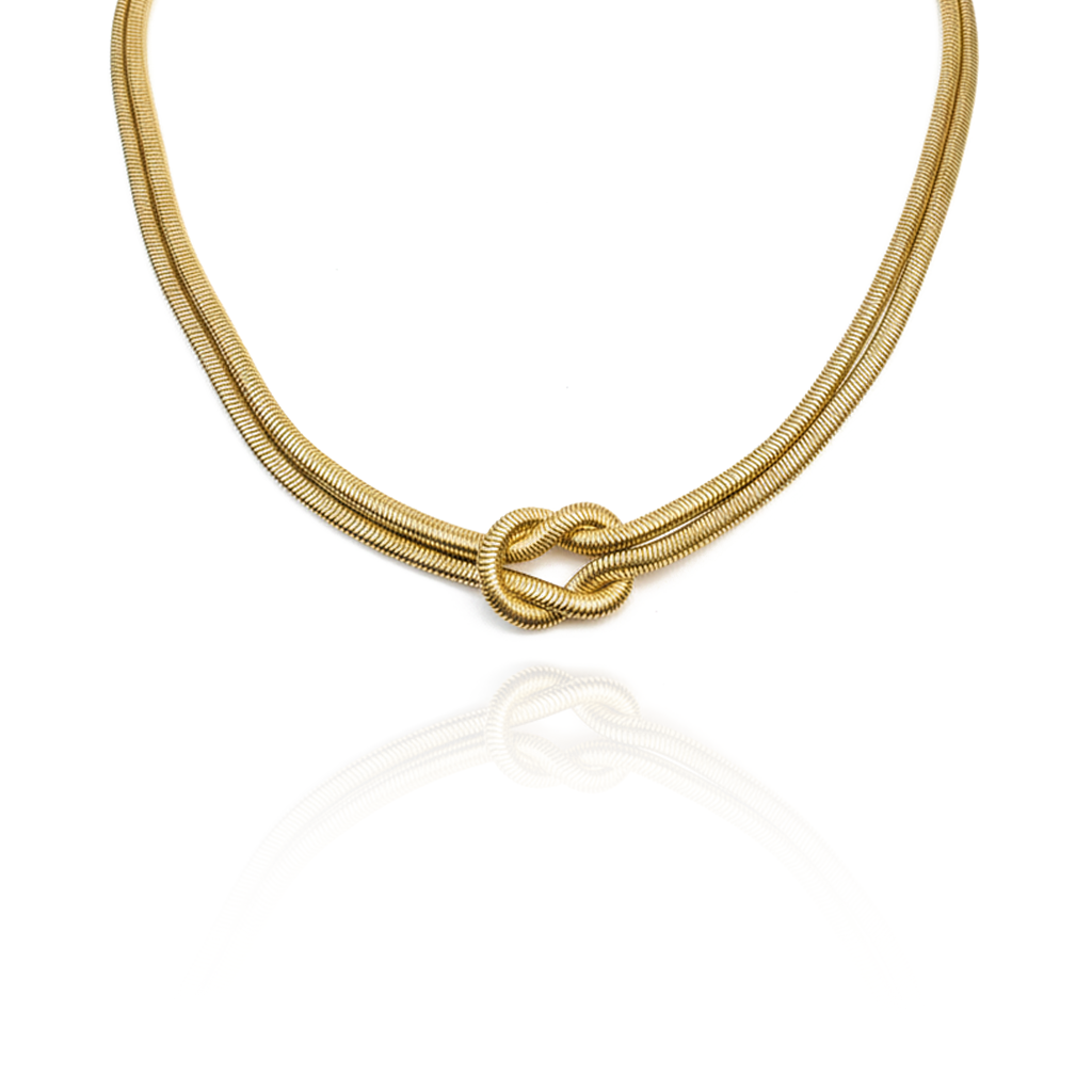 Aanura Gold Knot Statement Necklace – Stainless Steel