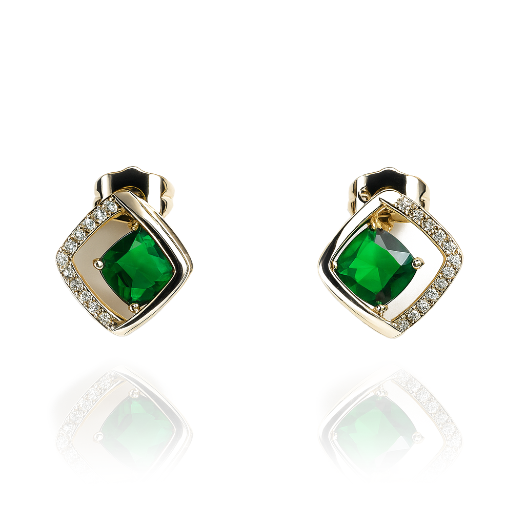 Aanura Emerald Geometric Stud Earrings