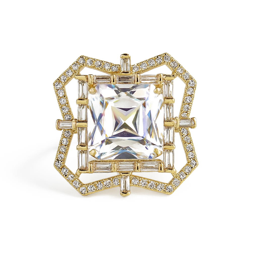 18K Gold Plated Pink Geometric Anti-Tarnish Waterproof Ring