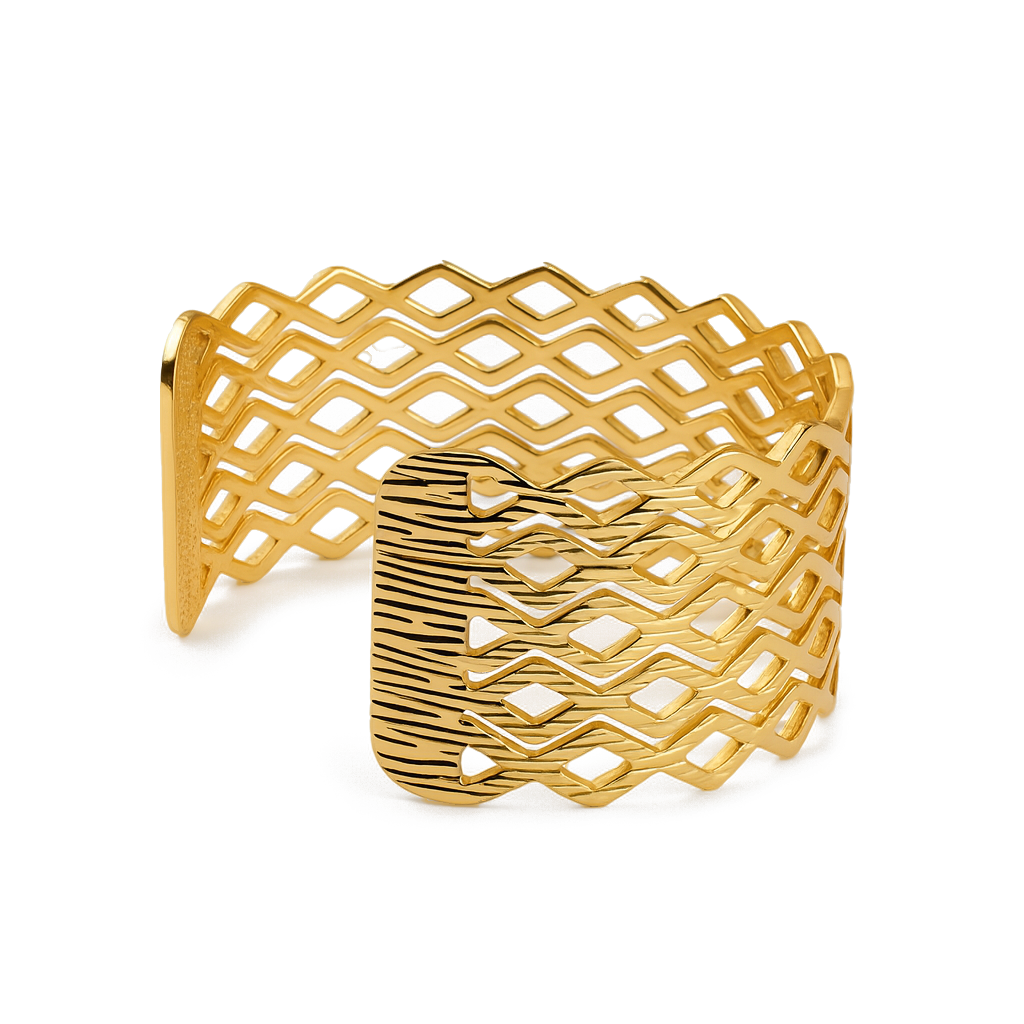 Aanura Diamond Lattice Gold Cuff Bracelet