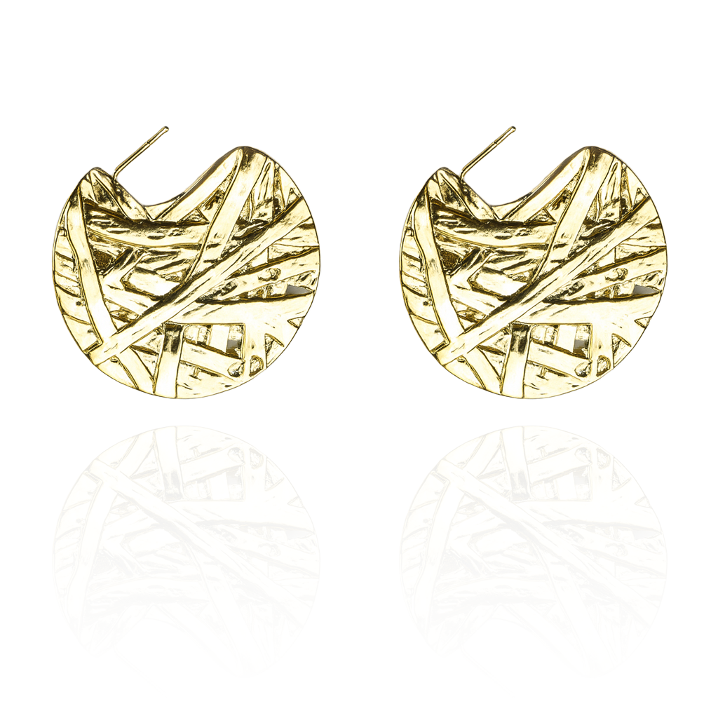 Aanura Abstract Gold Statement Earrings