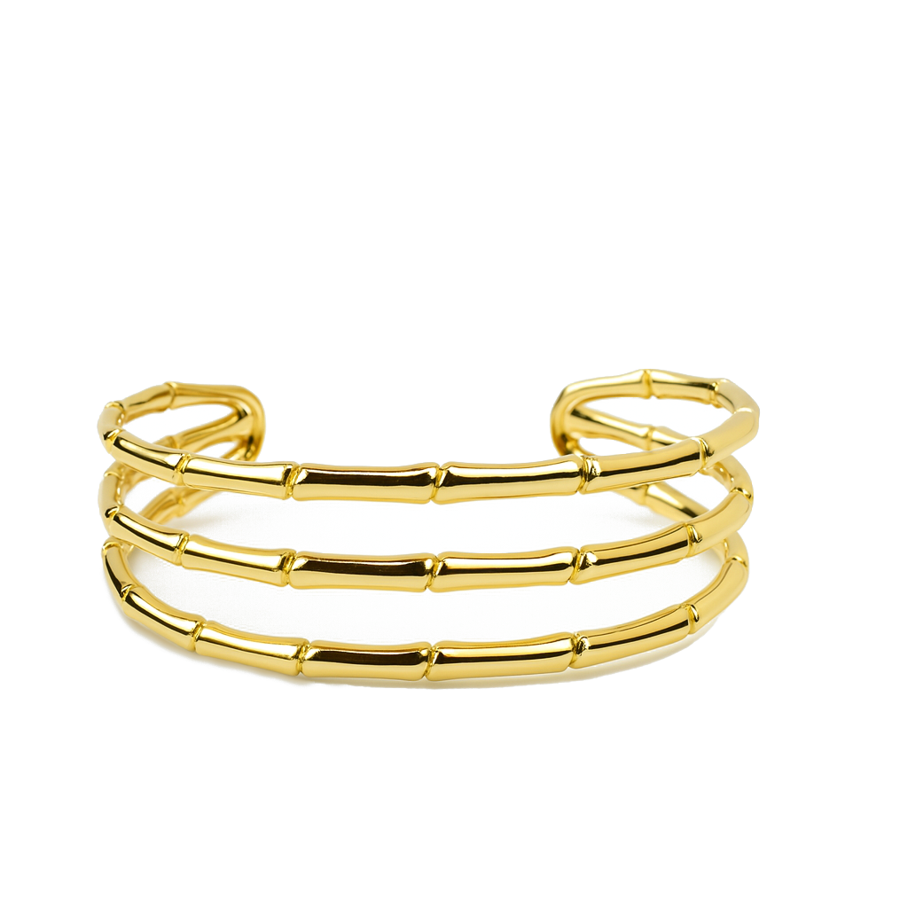 Aanura Triple Bamboo Gold Cuff Bracelet