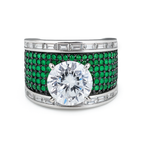 Rhodium Plated Emerald Pavé Anti-Tarnish Waterproof Ring