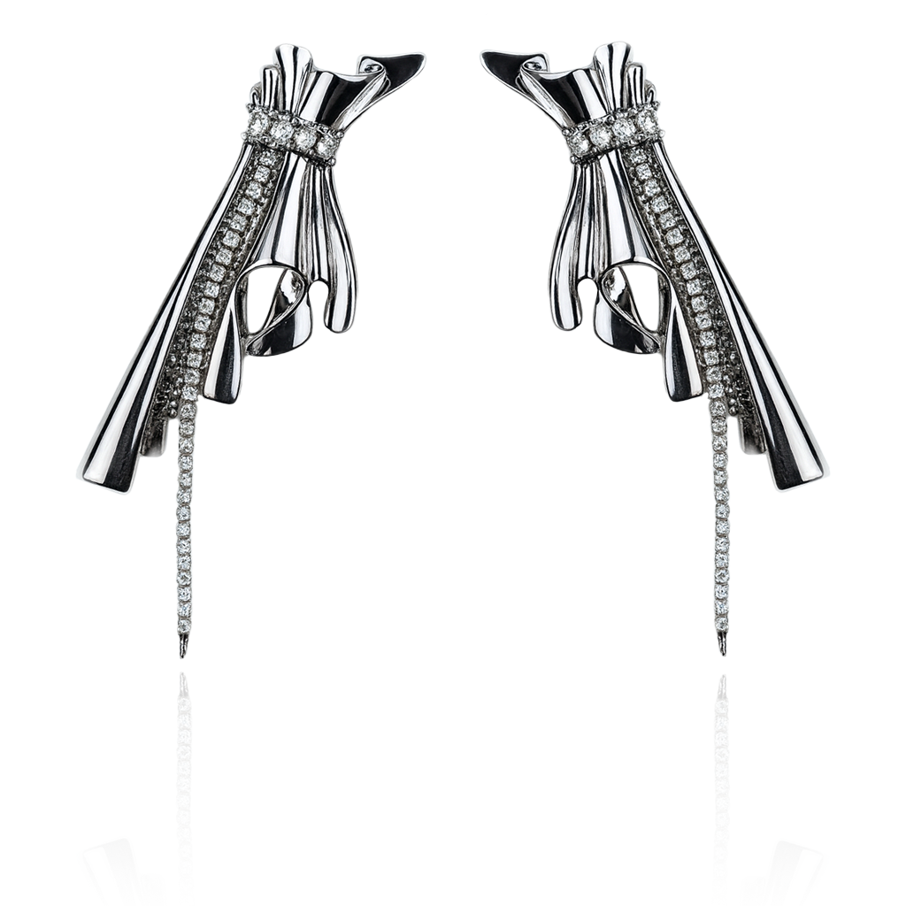 Aanura Silver Crystal Glam Earrings