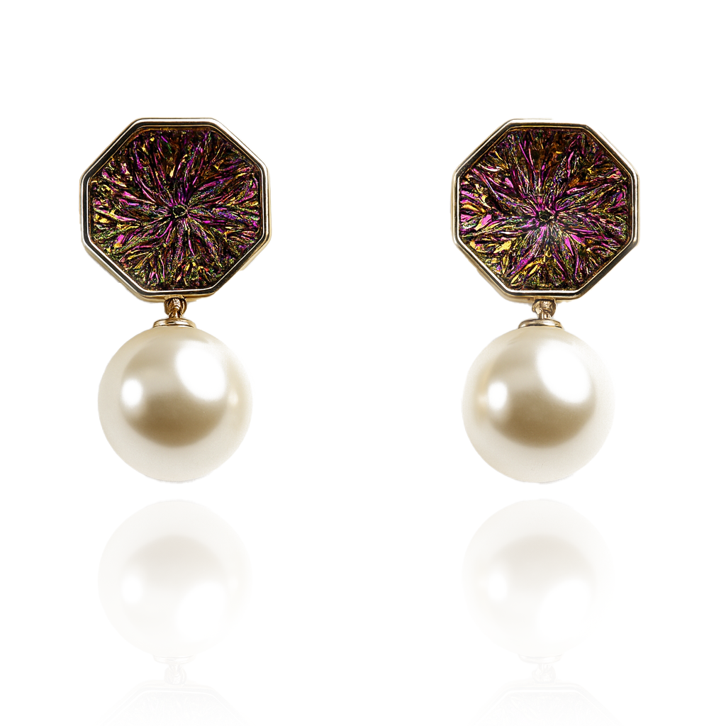 Aanura Hexagon Pearl Drop Earrings