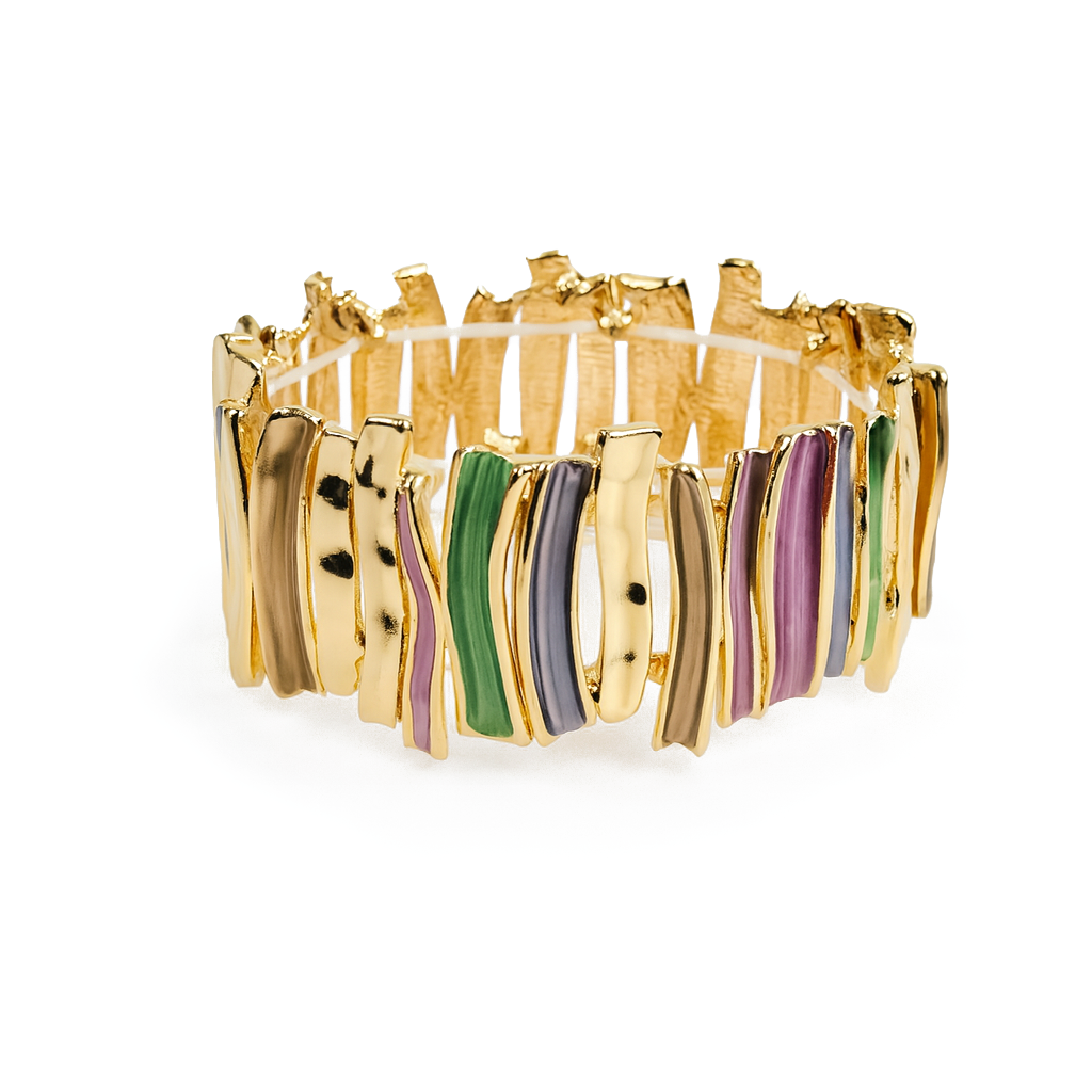 Aanura Abstract Strokes Enamel Gold Bracelet