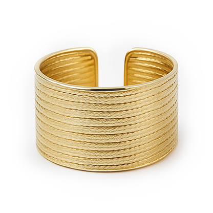 Wide Textured Gold Cuff Ring | Aanura