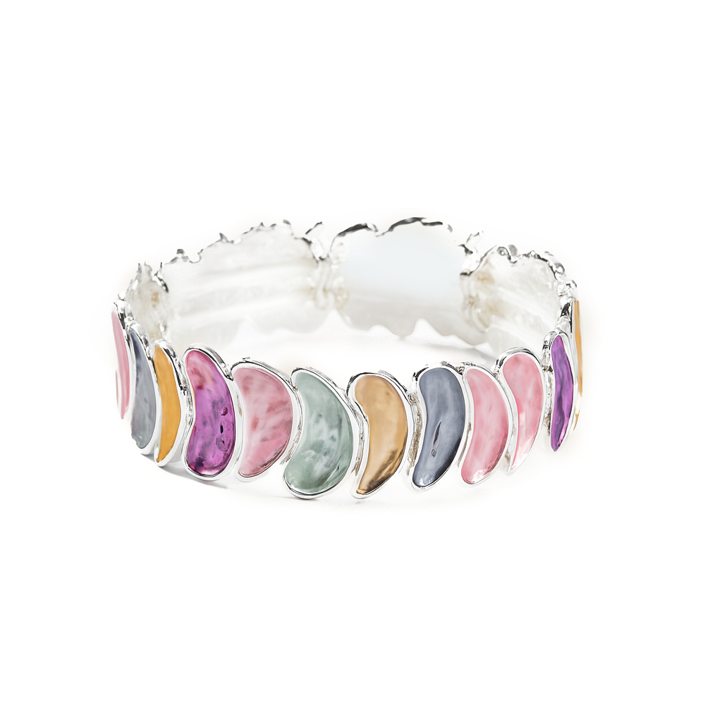 Aanura Pastel Petals Abstract Silver Bracelet