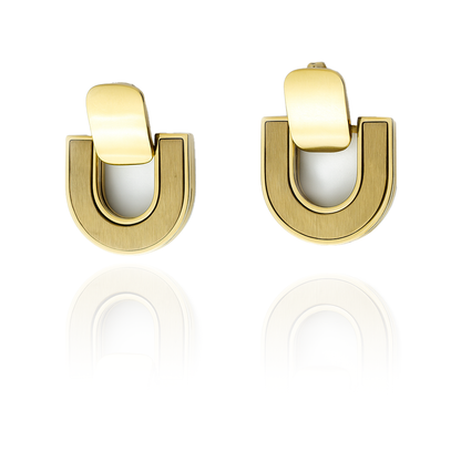 Aanura Bold Geometric Gold Stud Earrings