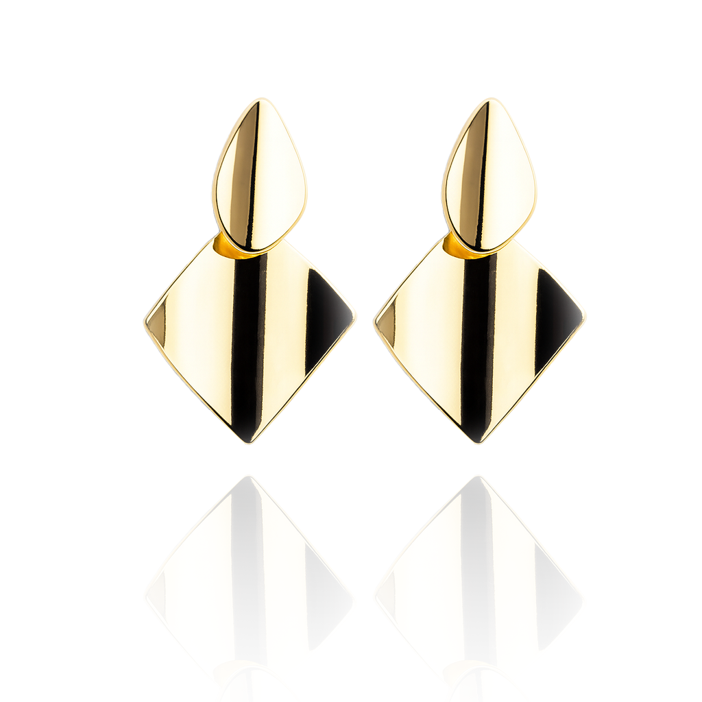 Aanura Modern Geometric Gold Statement Earrings