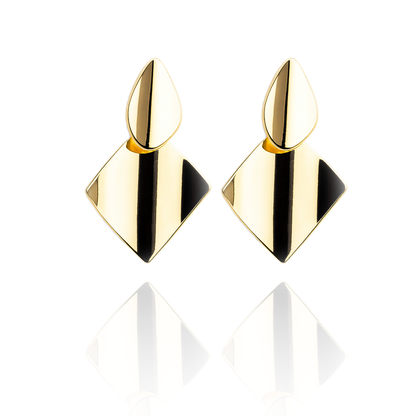 Aanura Modern Geometric Gold Statement Earrings