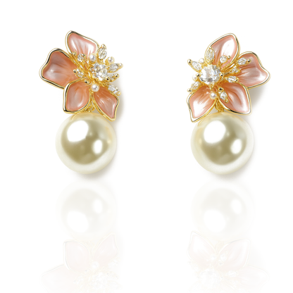 Aanura Floral Pearl Drop Earrings