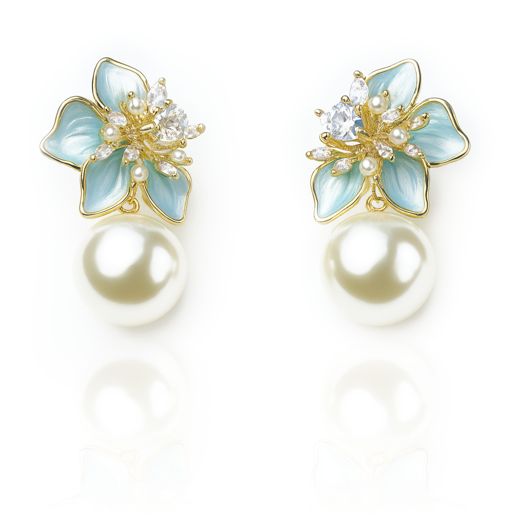 Aanura Floral Pearl Drop Earrings